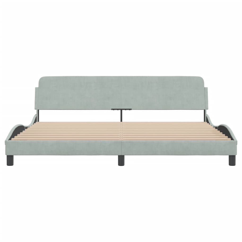 Bedframe Met Hoofdeinde Fluweel Lichtgrijs 200X200 Cm