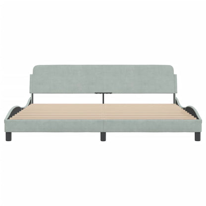 Bedframe Met Hoofdeinde Fluweel Lichtgrijs 200X200 Cm