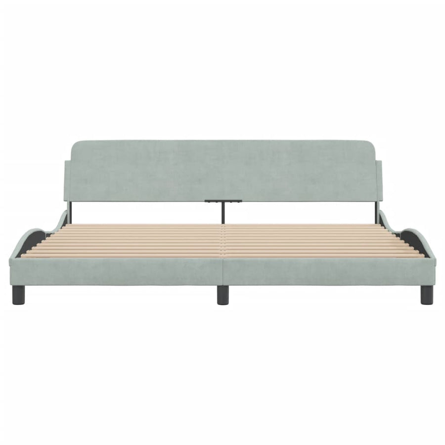 Bedframe Met Hoofdeinde Fluweel Lichtgrijs 200X200 Cm