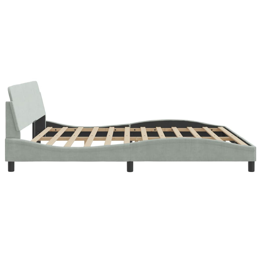 Bedframe Met Hoofdeinde Fluweel Lichtgrijs 200X200 Cm