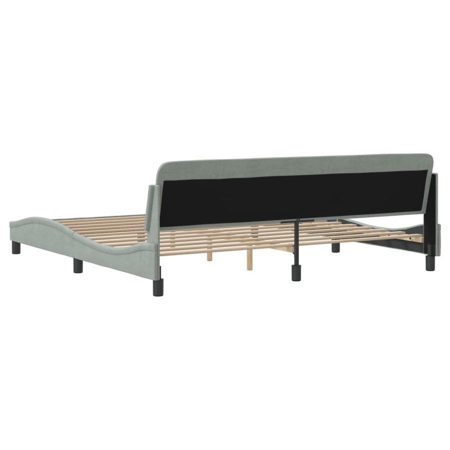 Bedframe Met Hoofdeinde Fluweel Lichtgrijs 200X200 Cm