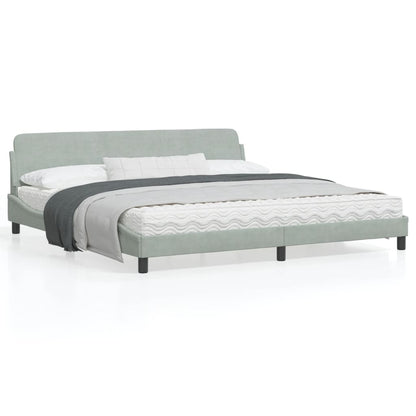 Bedframe Met Hoofdeinde Fluweel Lichtgrijs 200X200 Cm