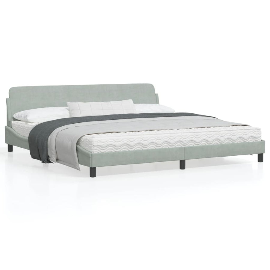 Bedframe Met Hoofdeinde Fluweel Lichtgrijs 200X200 Cm