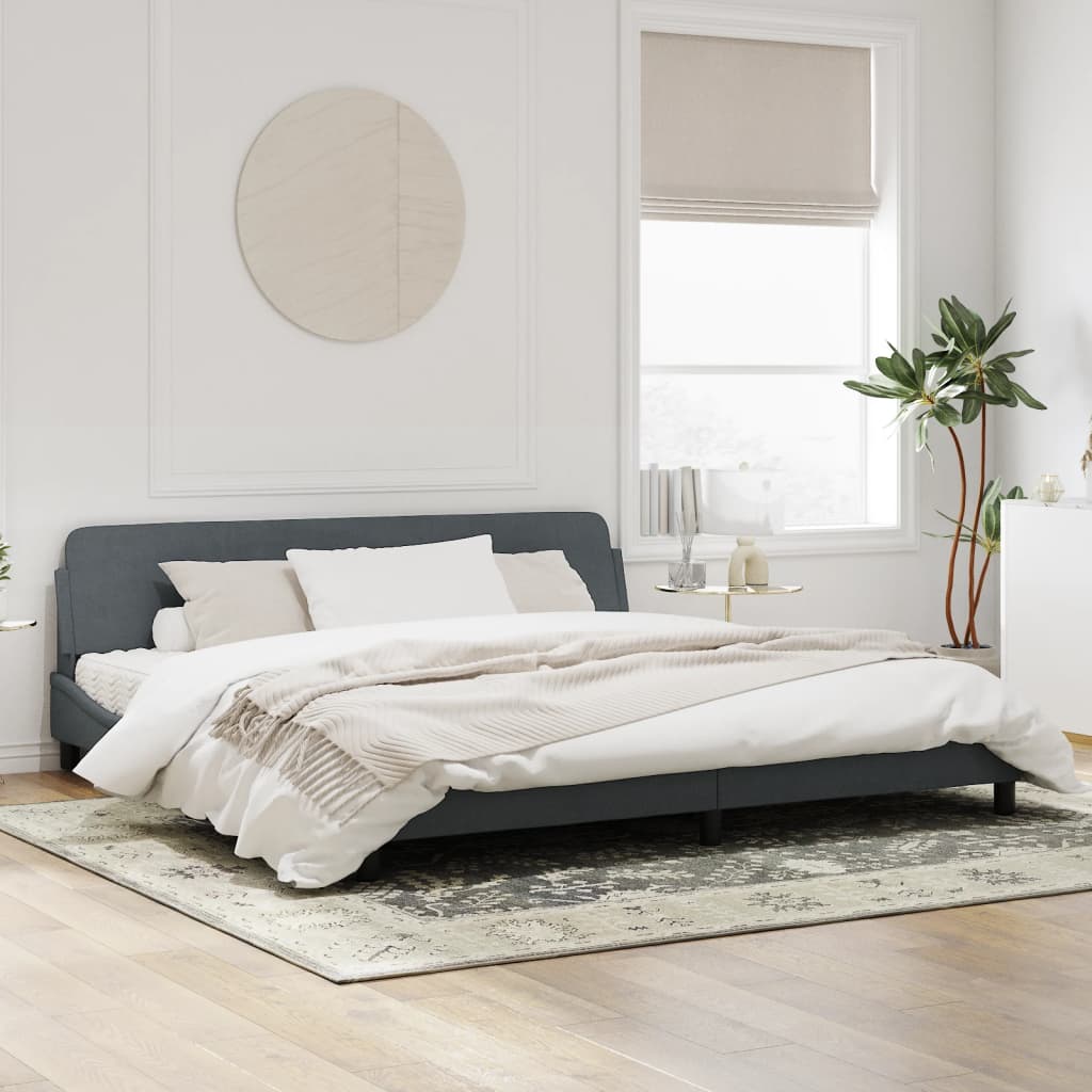Bedframe Met Hoofdeinde Fluweel Donkergrijs 200X200 Cm
