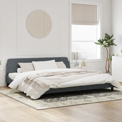 Bedframe Met Hoofdeinde Fluweel Donkergrijs 200X200 Cm