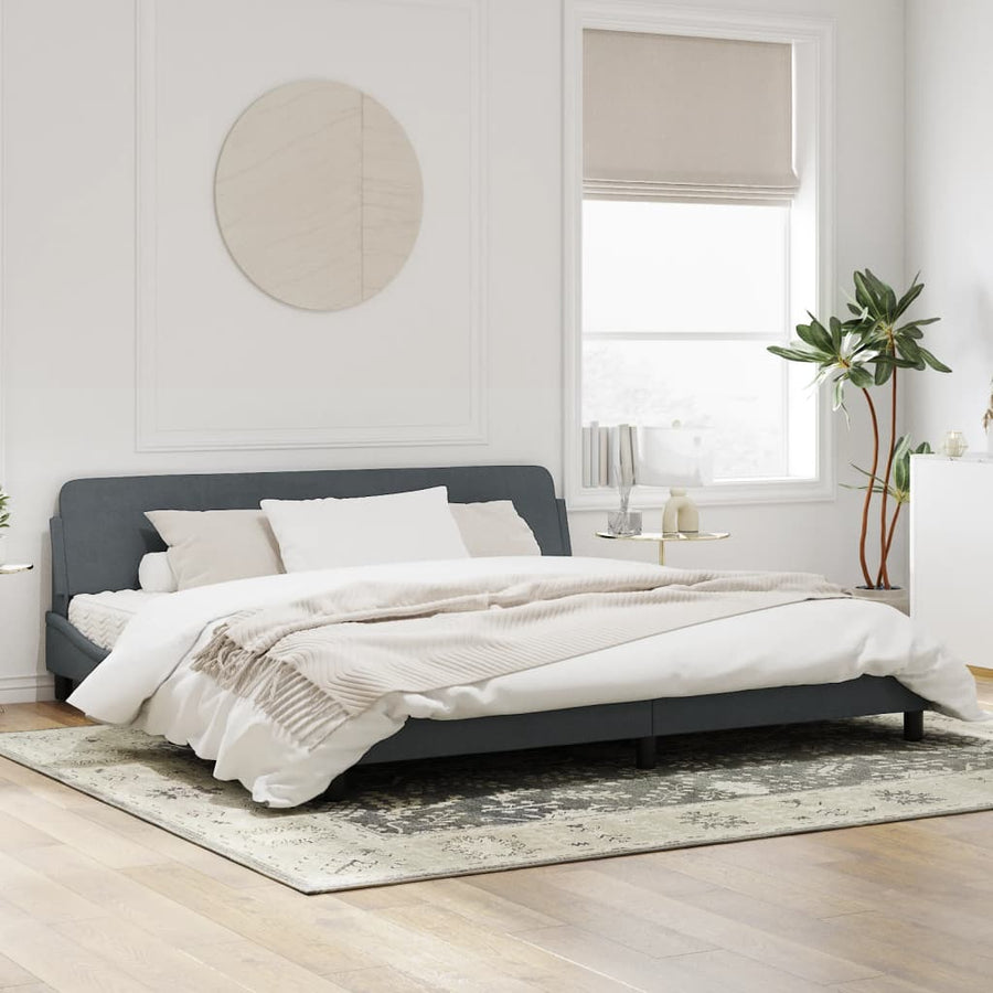 Bedframe Met Hoofdeinde Fluweel Donkergrijs 200X200 Cm