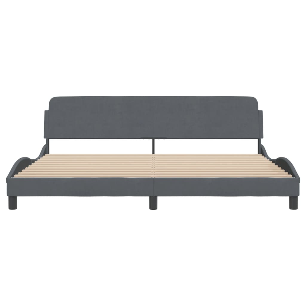 Bedframe Met Hoofdeinde Fluweel Donkergrijs 200X200 Cm
