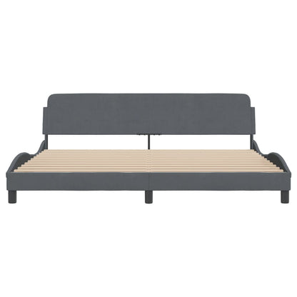 Bedframe Met Hoofdeinde Fluweel Donkergrijs 200X200 Cm