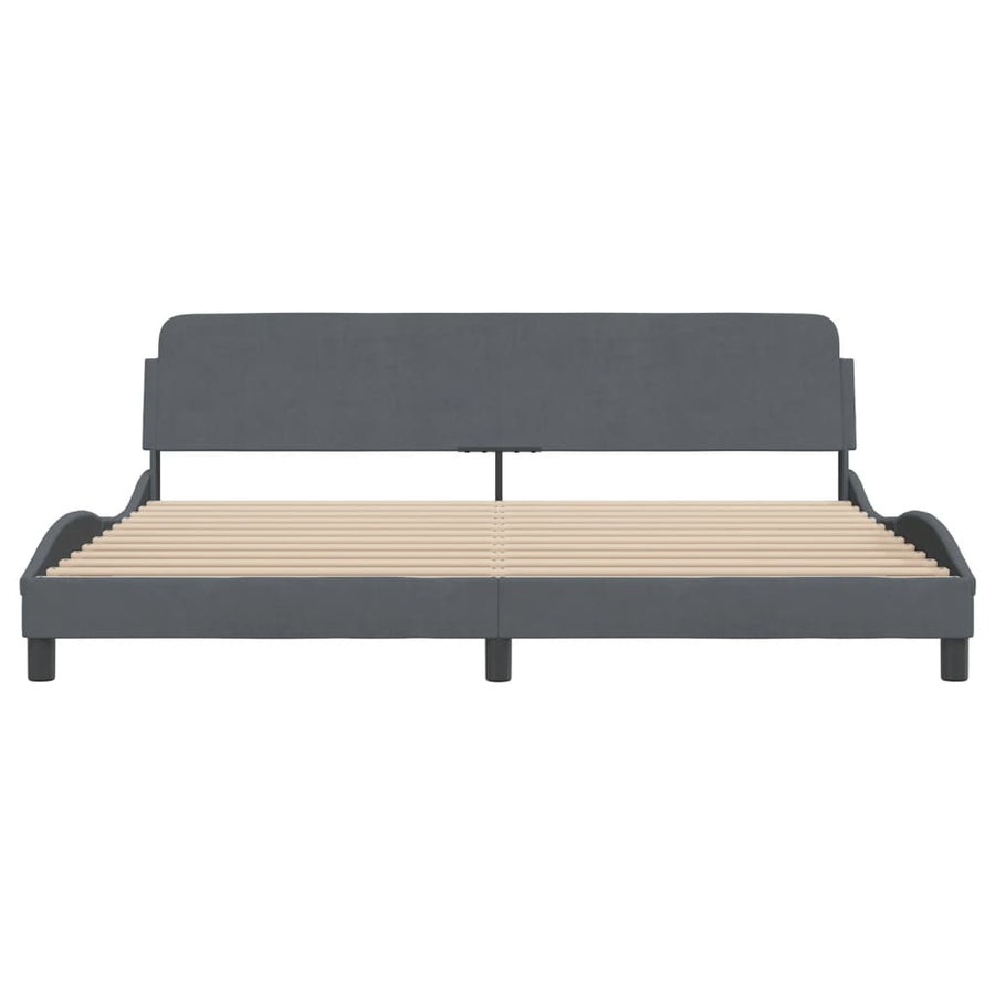 Bedframe Met Hoofdeinde Fluweel Donkergrijs 200X200 Cm