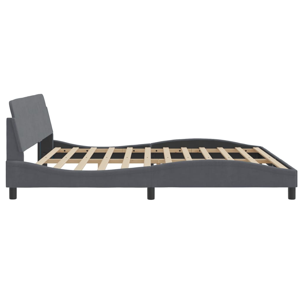 Bedframe Met Hoofdeinde Fluweel Donkergrijs 200X200 Cm
