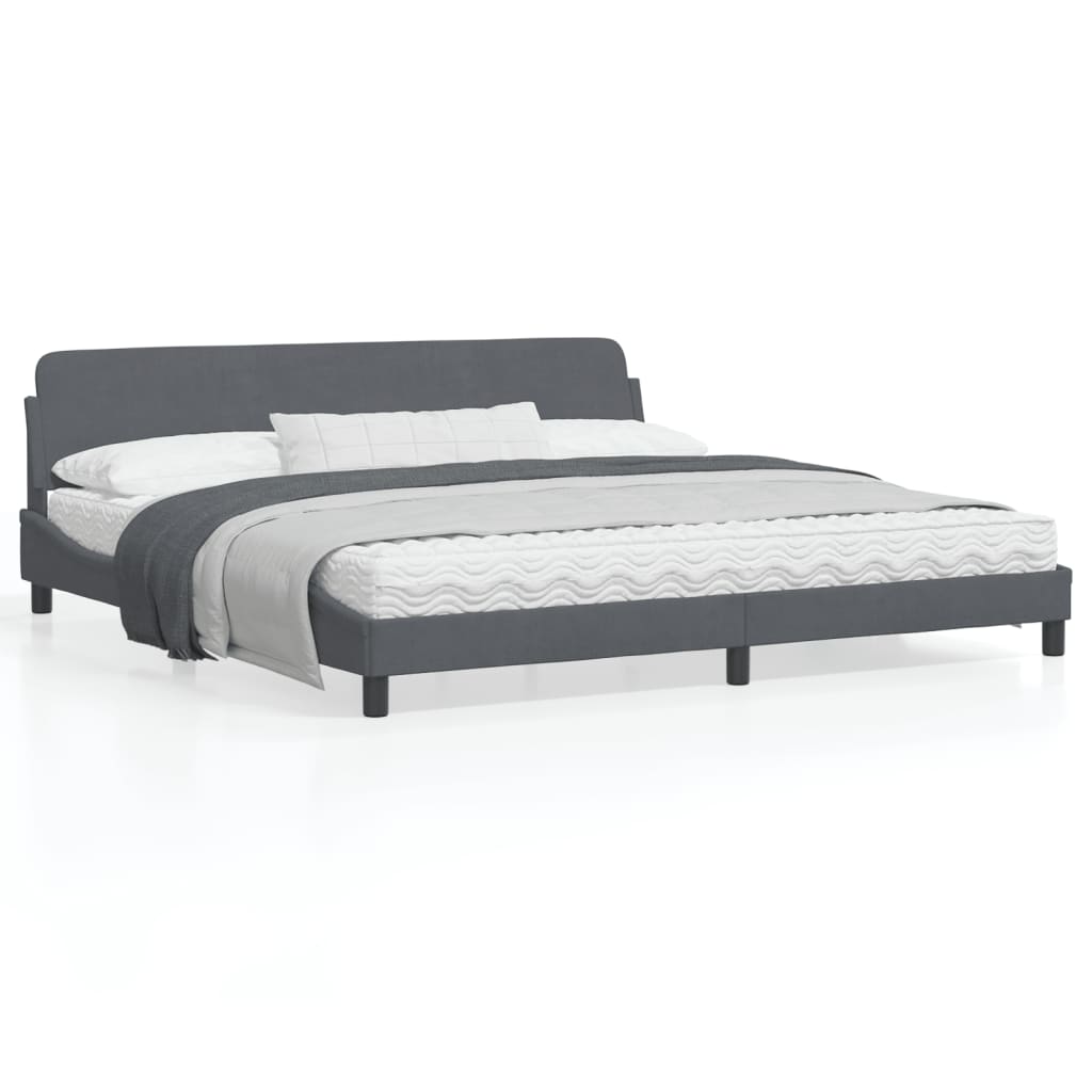 Bedframe Met Hoofdeinde Fluweel Donkergrijs 200X200 Cm