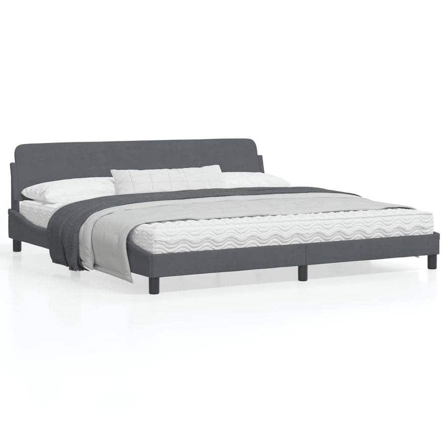 Bedframe Met Hoofdeinde Fluweel Donkergrijs 200X200 Cm