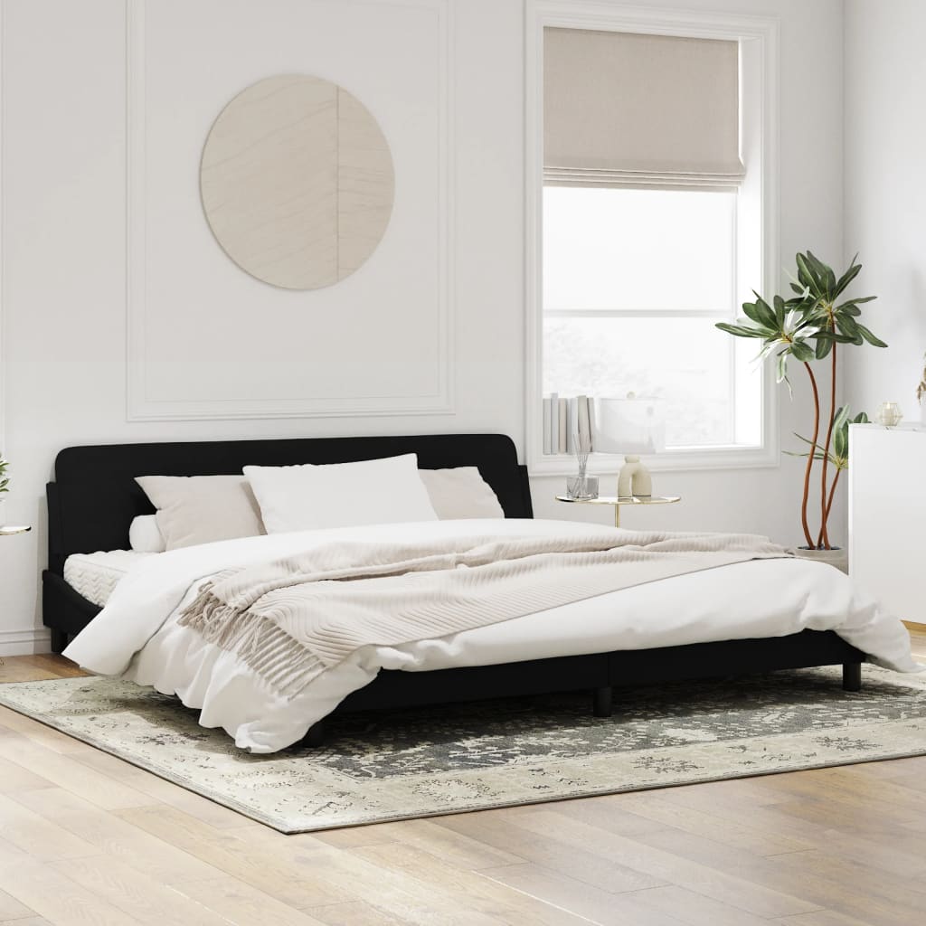 Bedframe Met Hoofdeinde Fluweel Zwart 200X200 Cm
