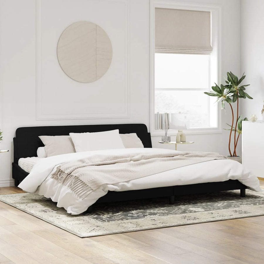 Bedframe Met Hoofdeinde Fluweel Zwart 200X200 Cm