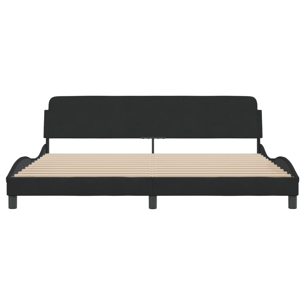 Bedframe Met Hoofdeinde Fluweel Zwart 200X200 Cm