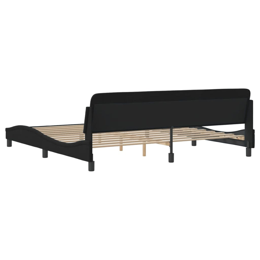 Bedframe Met Hoofdeinde Fluweel Zwart 200X200 Cm