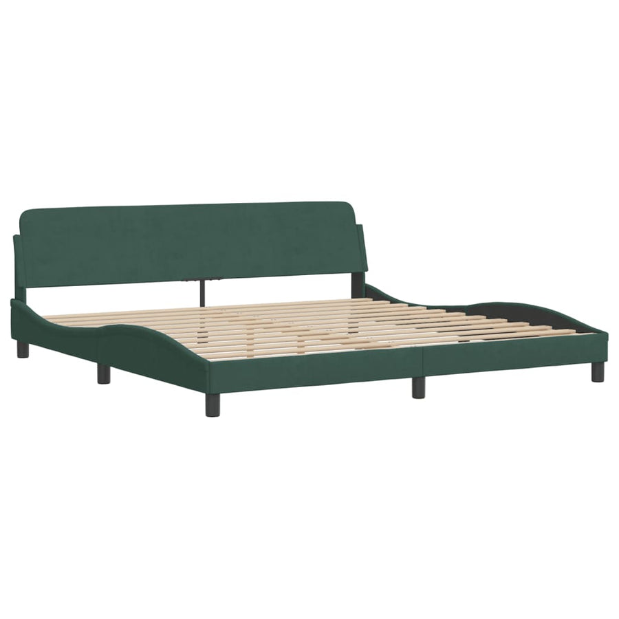 Bedframe Met Hoofdeinde Fluweel Donkergroen 200X200 Cm
