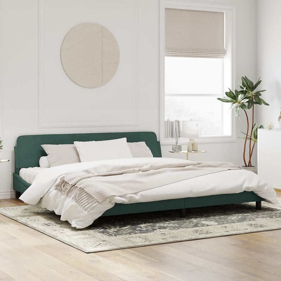 Bedframe Met Hoofdeinde Fluweel Donkergroen 200X200 Cm