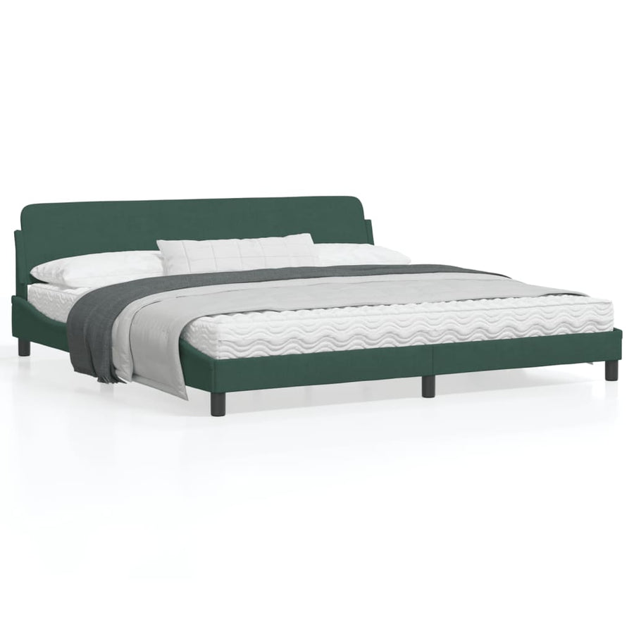 Bedframe Met Hoofdeinde Fluweel Donkergroen 200X200 Cm