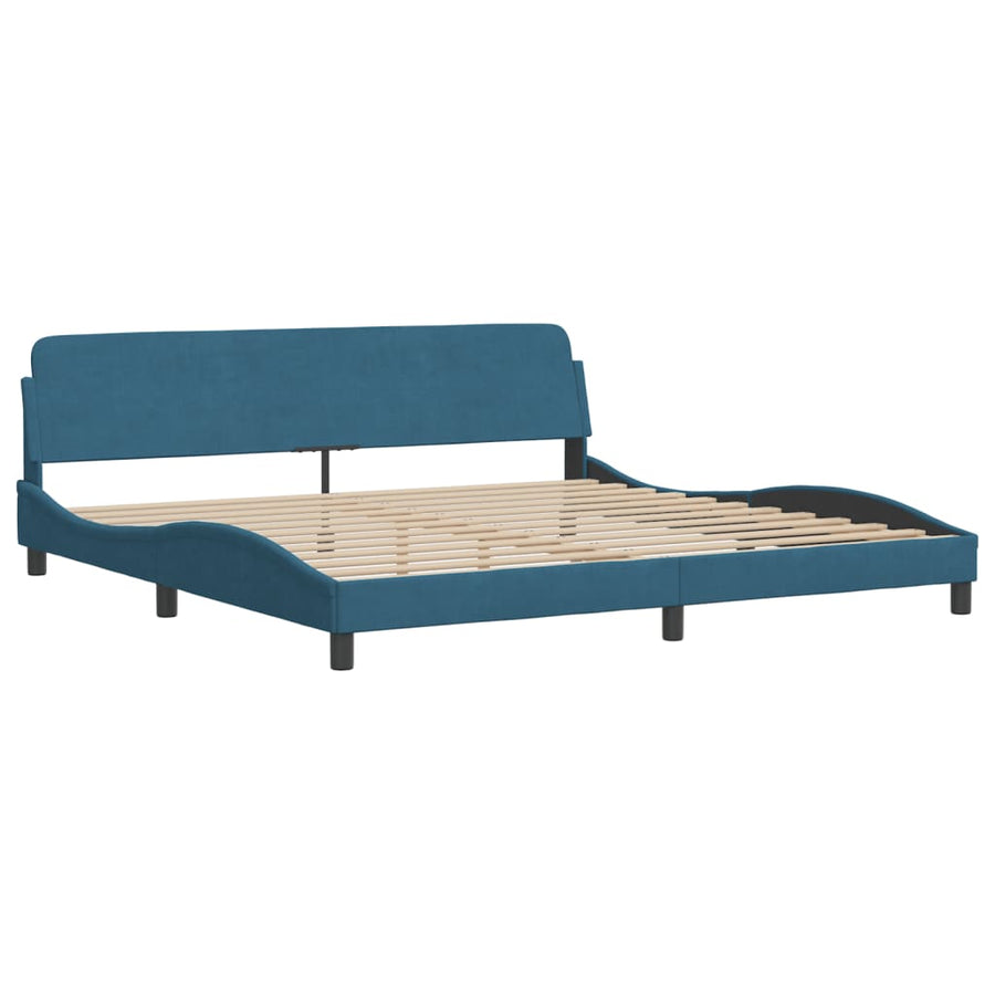Bedframe Met Hoofdeinde Fluweel Blauw 200X200 Cm