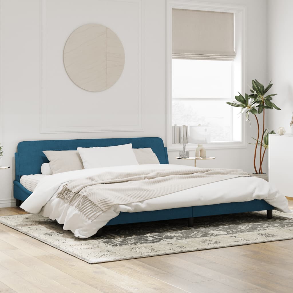 Bedframe Met Hoofdeinde Fluweel Blauw 200X200 Cm