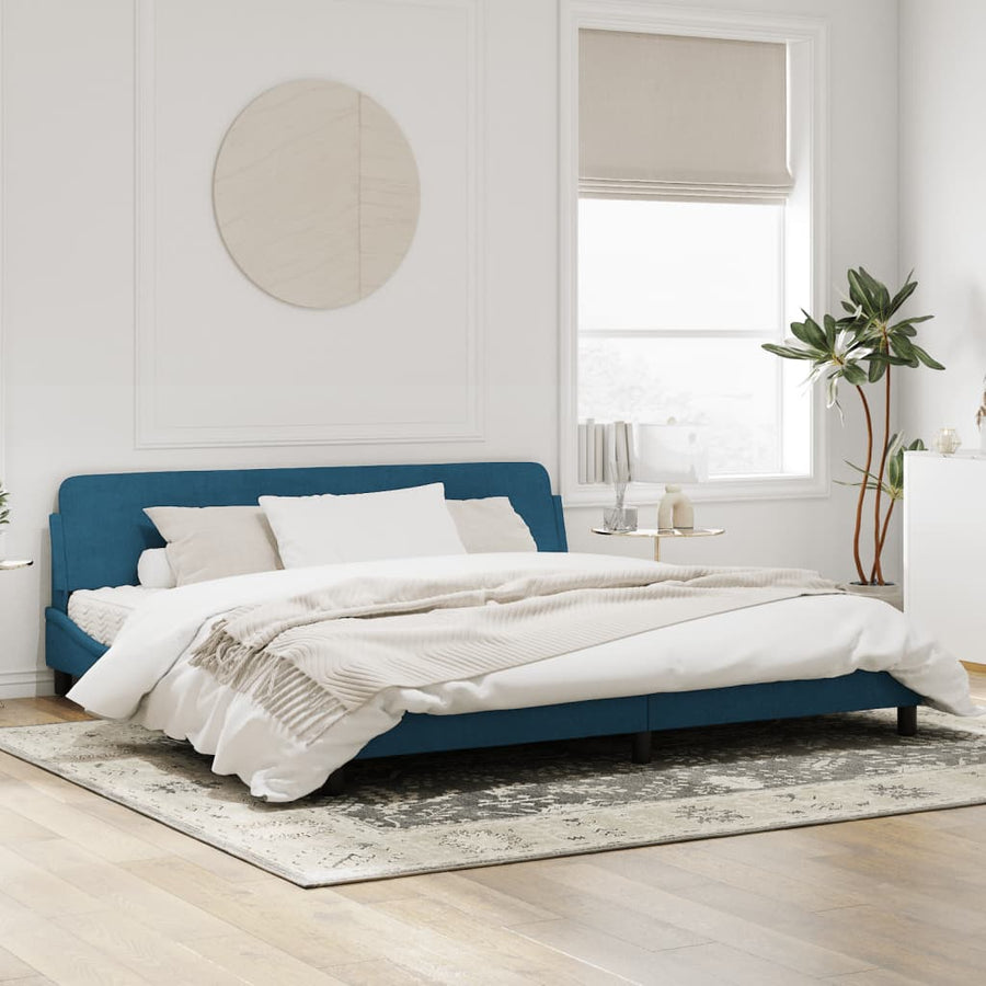 Bedframe Met Hoofdeinde Fluweel Blauw 200X200 Cm