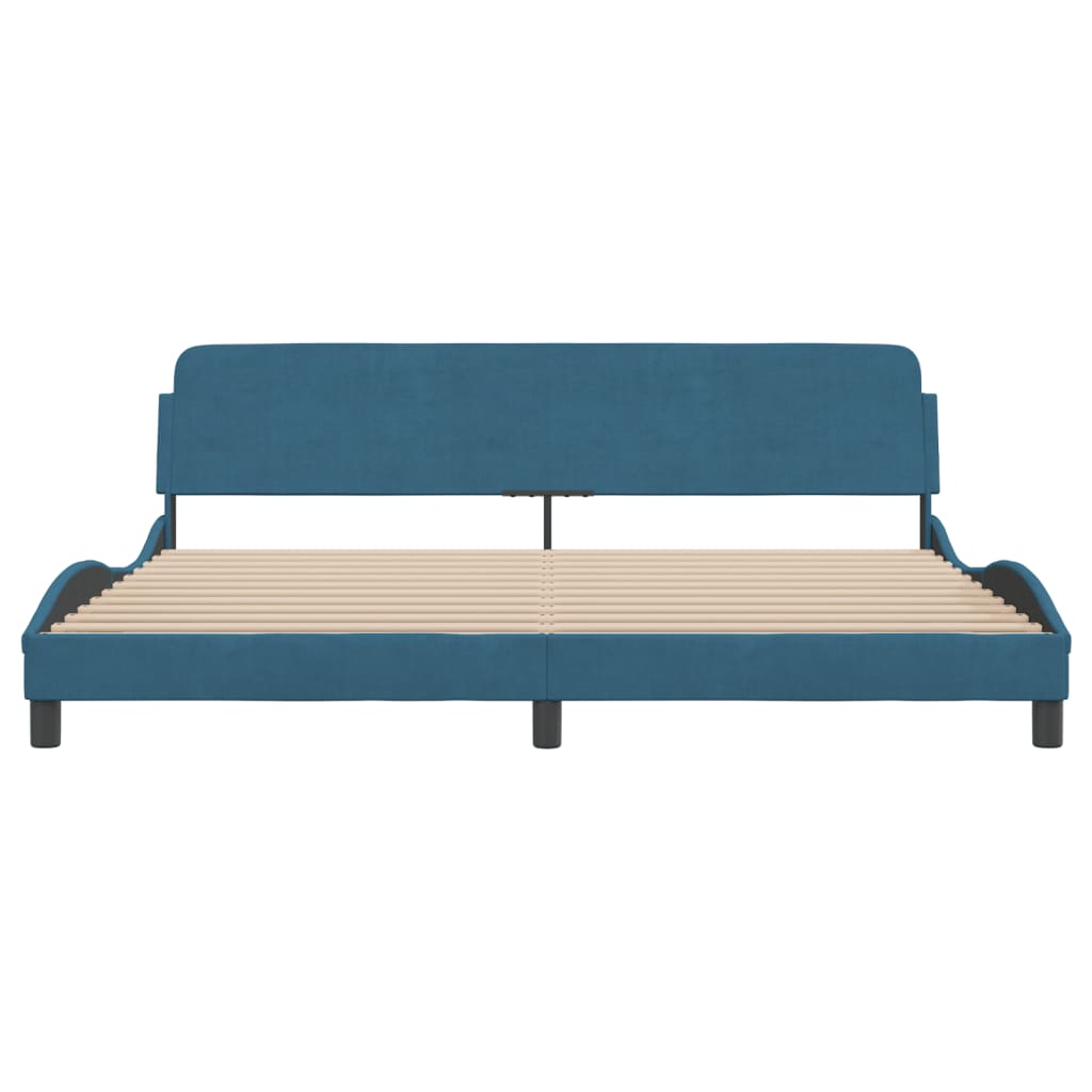 Bedframe Met Hoofdeinde Fluweel Blauw 200X200 Cm