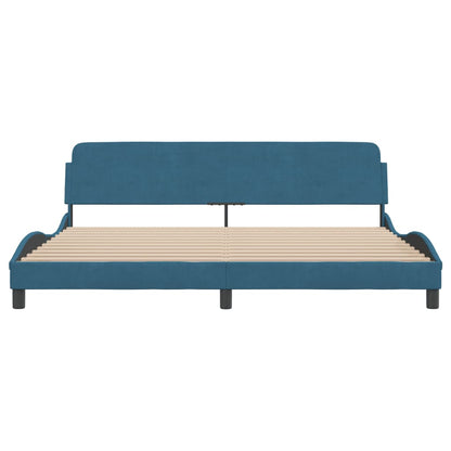 Bedframe Met Hoofdeinde Fluweel Blauw 200X200 Cm