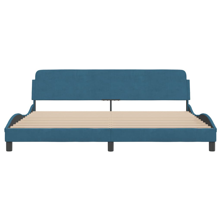 Bedframe Met Hoofdeinde Fluweel Blauw 200X200 Cm