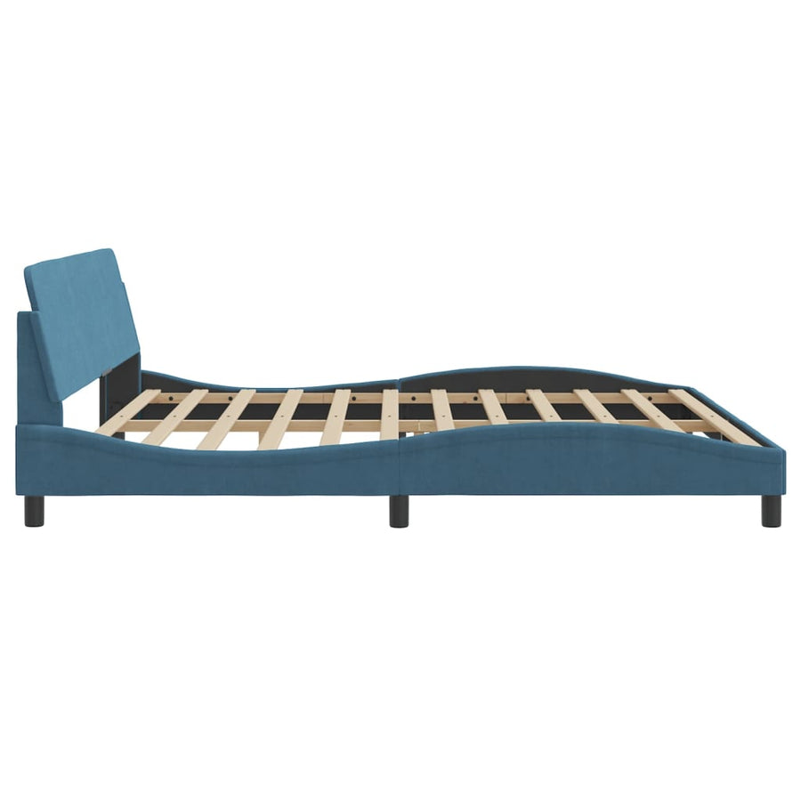 Bedframe Met Hoofdeinde Fluweel Blauw 200X200 Cm