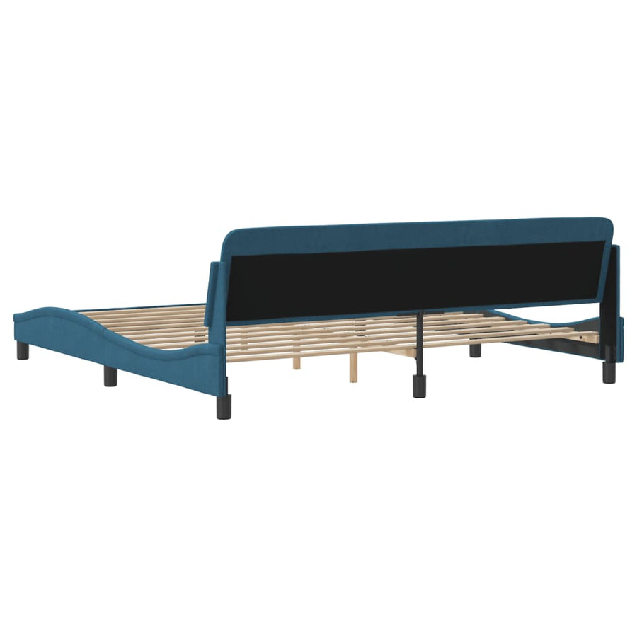 Bedframe Met Hoofdeinde Fluweel Blauw 200X200 Cm