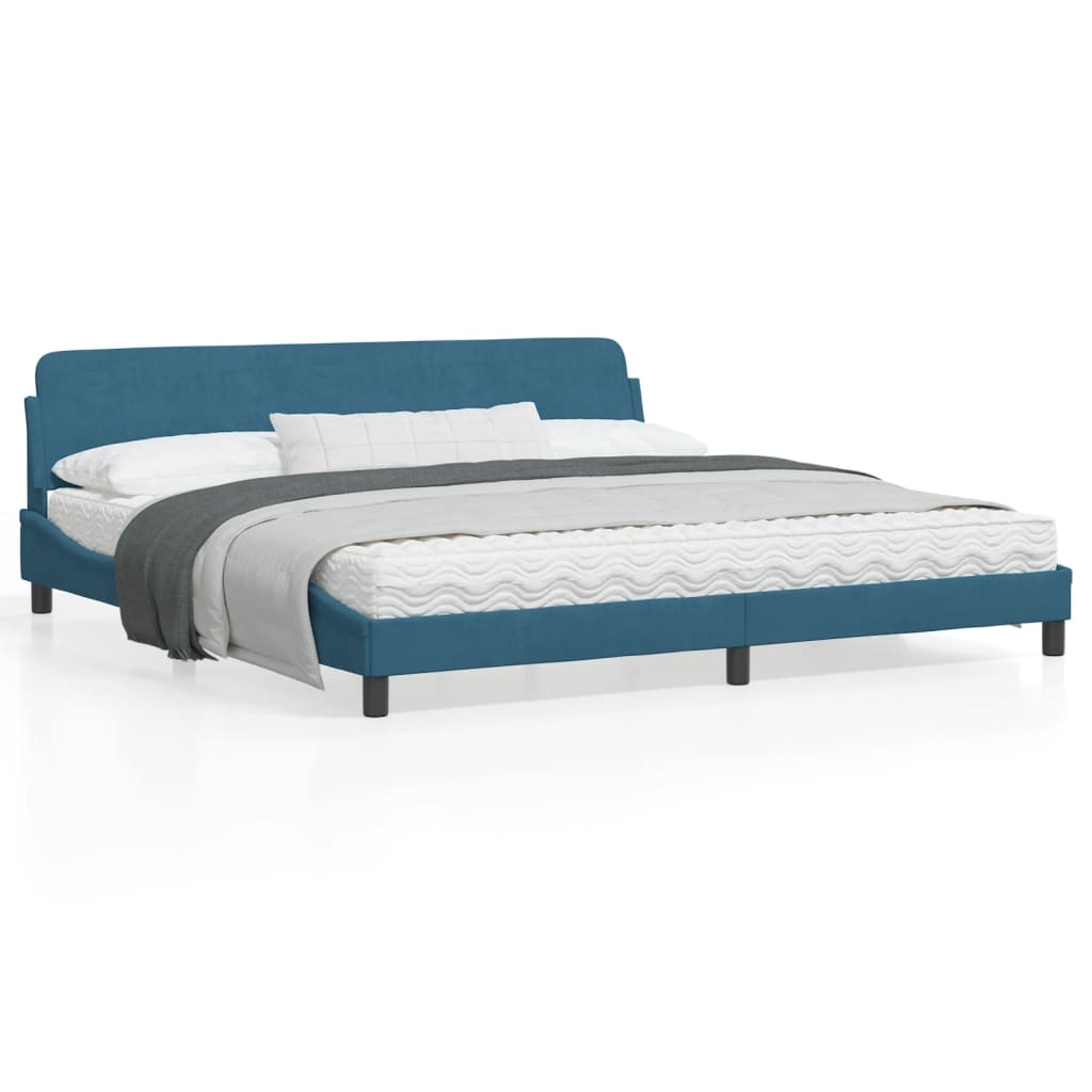 Bedframe Met Hoofdeinde Fluweel Blauw 200X200 Cm