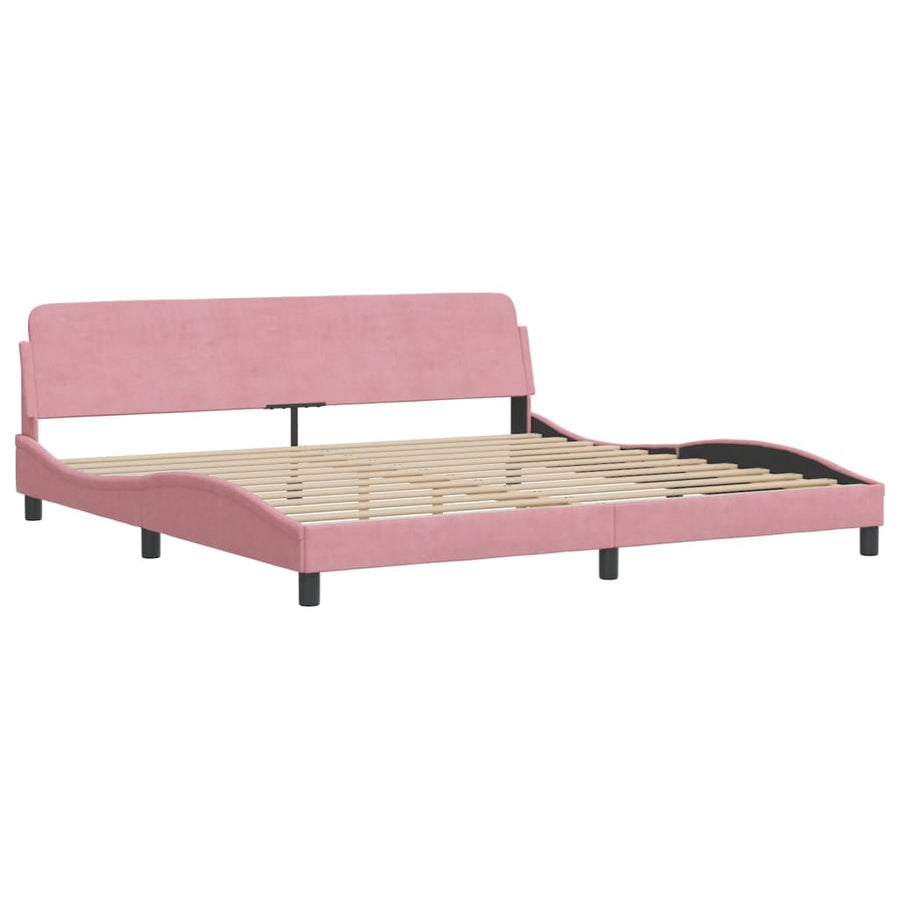 Bedframe Met Hoofdeinde Fluweel Roze 200X200 Cm