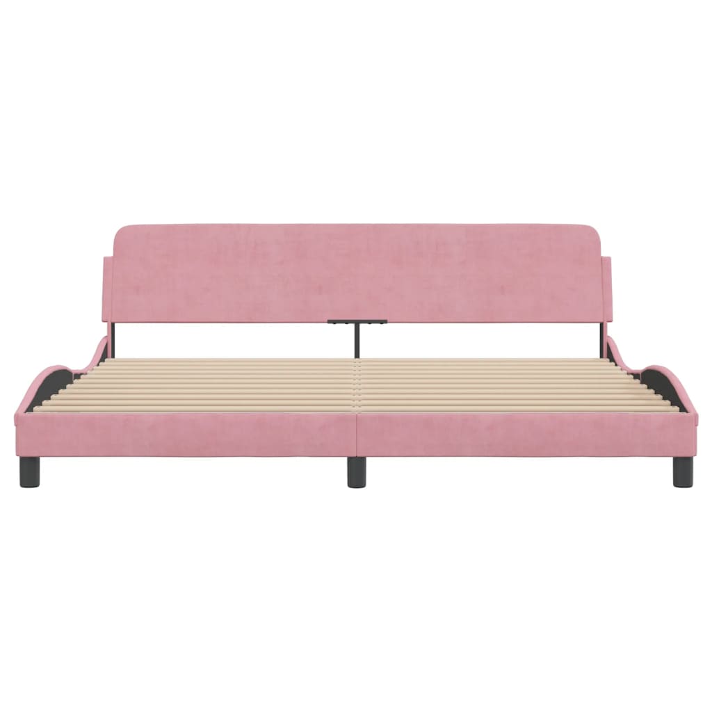 Bedframe Met Hoofdeinde Fluweel Roze 200X200 Cm