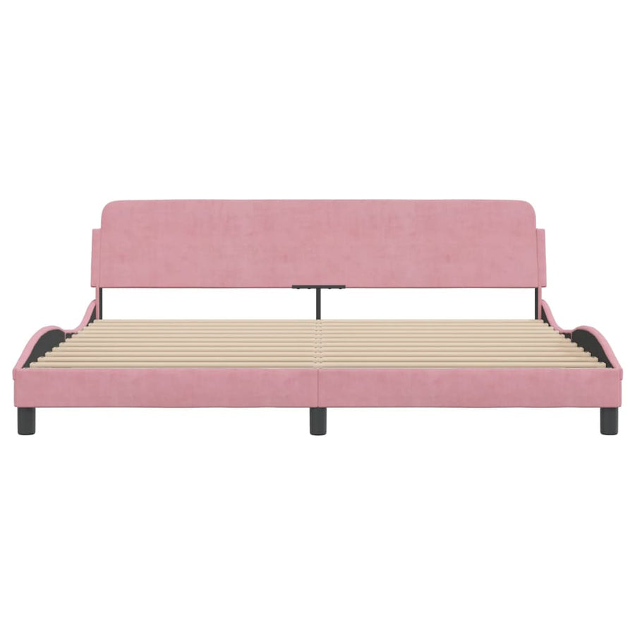 Bedframe Met Hoofdeinde Fluweel Roze 200X200 Cm