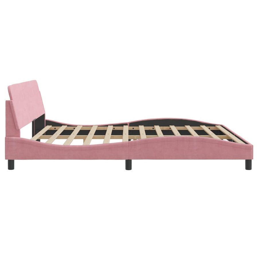 Bedframe Met Hoofdeinde Fluweel Roze 200X200 Cm