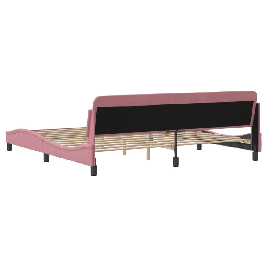 Bedframe Met Hoofdeinde Fluweel Roze 200X200 Cm