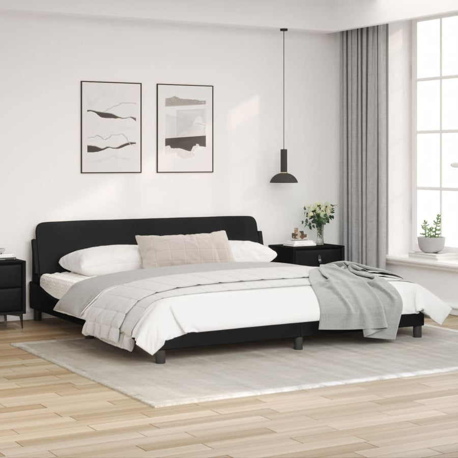 Bedframe Met Hoofdeinde Kunstleer Zwart 200X200 Cm