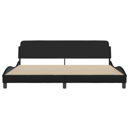 Bedframe Met Hoofdeinde Kunstleer Zwart 200X200 Cm