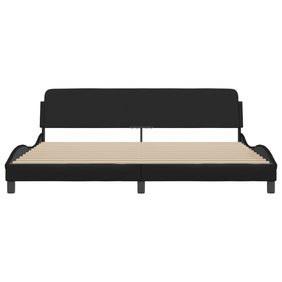 Bedframe Met Hoofdeinde Kunstleer Zwart 200X200 Cm