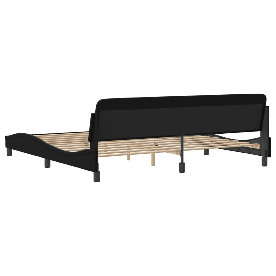 Bedframe Met Hoofdeinde Kunstleer Zwart 200X200 Cm