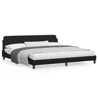 Bedframe Met Hoofdeinde Kunstleer Zwart 200X200 Cm