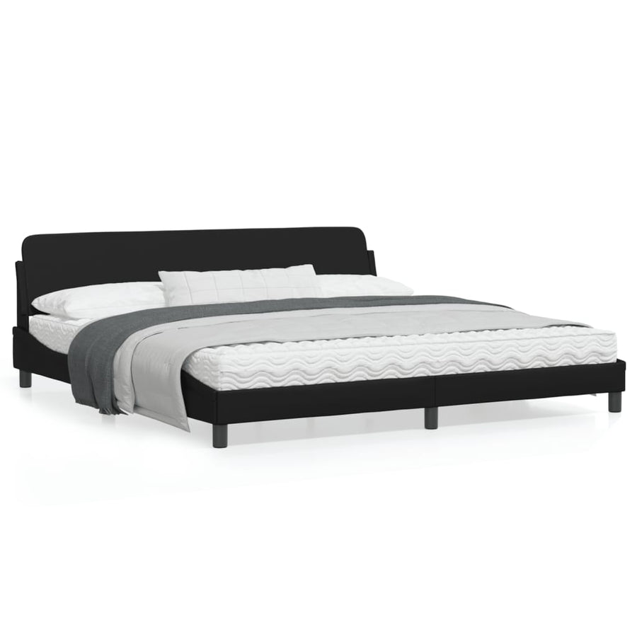Bedframe Met Hoofdeinde Kunstleer Zwart 200X200 Cm