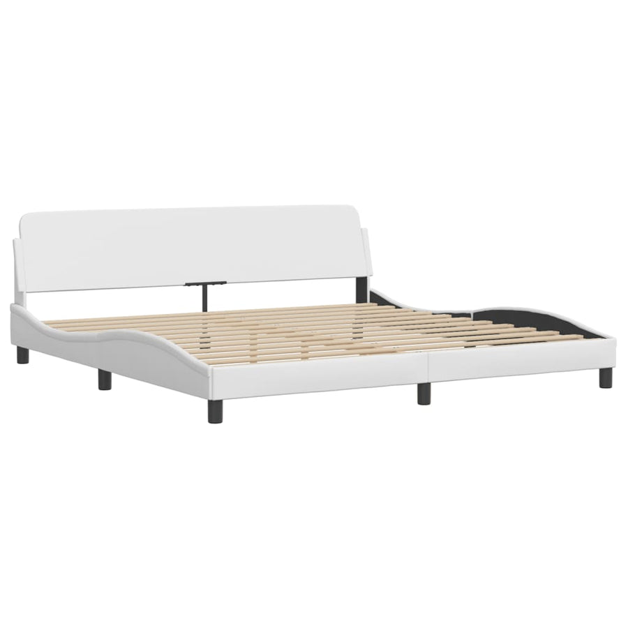 Bedframe Met Hoofdbord Kunstleer Wit 200X200 Cm