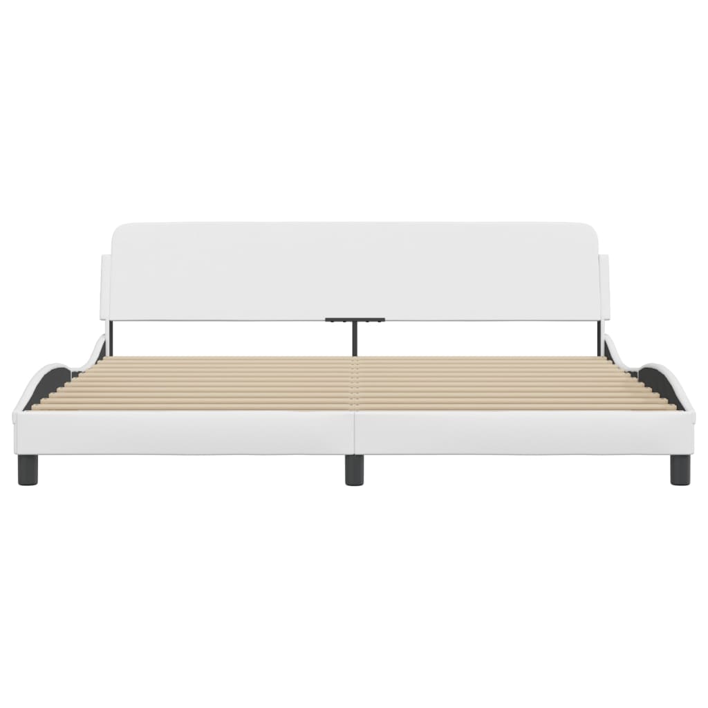 Bedframe Met Hoofdbord Kunstleer Wit 200X200 Cm