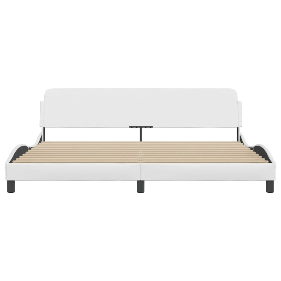Bedframe Met Hoofdbord Kunstleer Wit 200X200 Cm