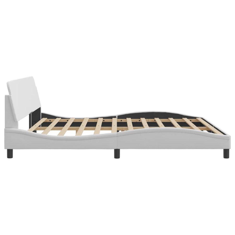 Bedframe Met Hoofdbord Kunstleer Wit 200X200 Cm