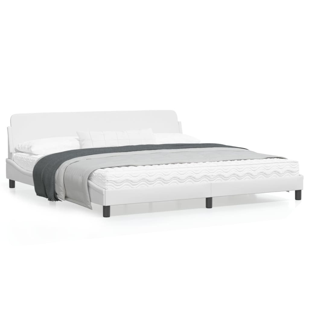 Bedframe Met Hoofdbord Kunstleer Wit 200X200 Cm