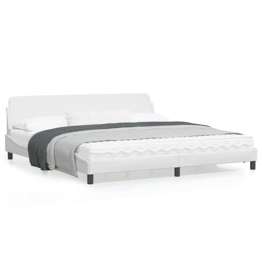 Bedframe Met Hoofdbord Kunstleer Wit 200X200 Cm