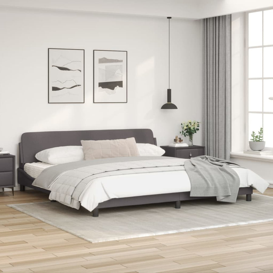 Bedframe Met Hoofdbord Kunstleer Grijs 200X200 Cm